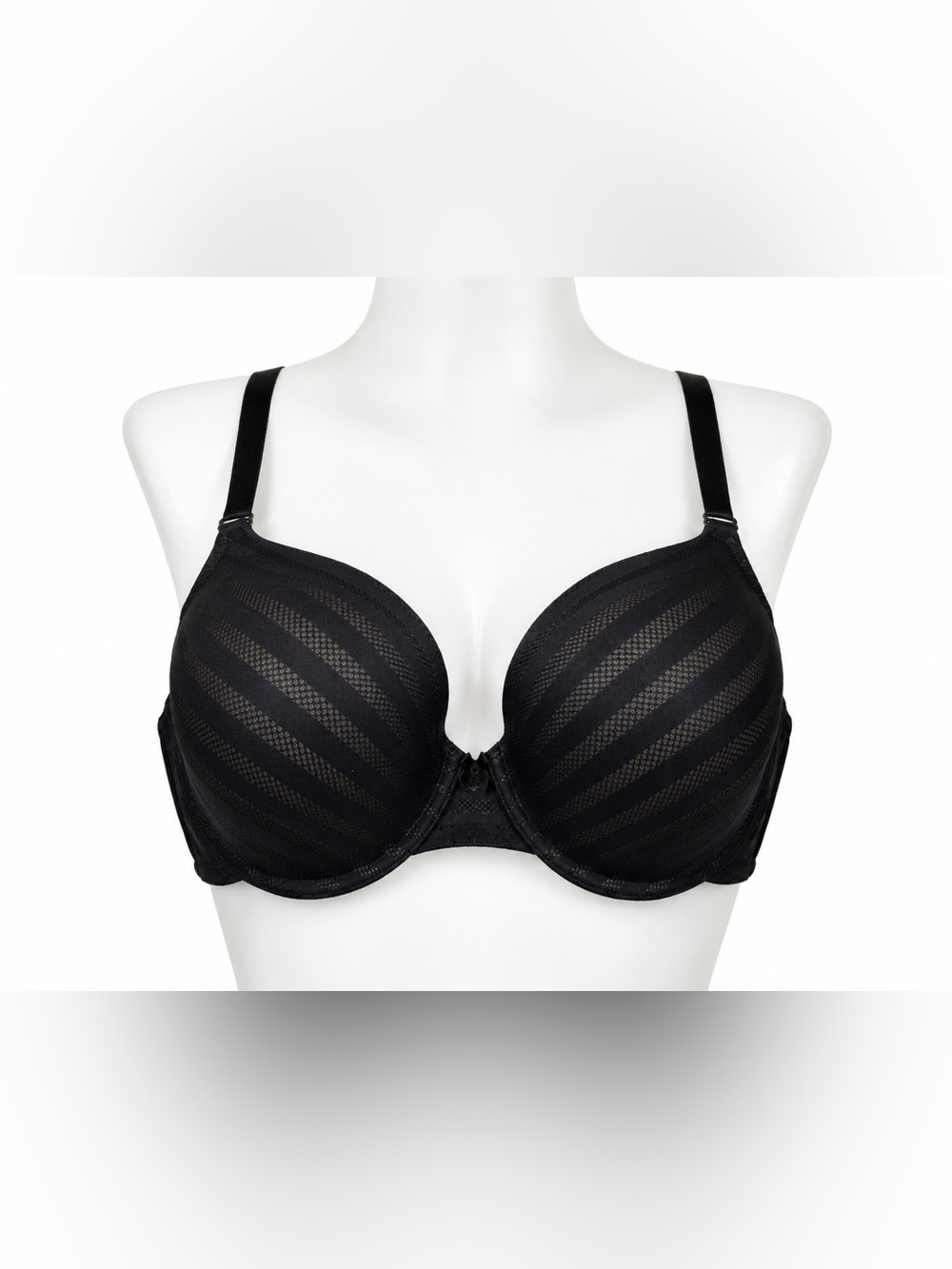 Maidenform Black Mesh Stripe T-Shirt Bra 40DD NWT Full Coverage